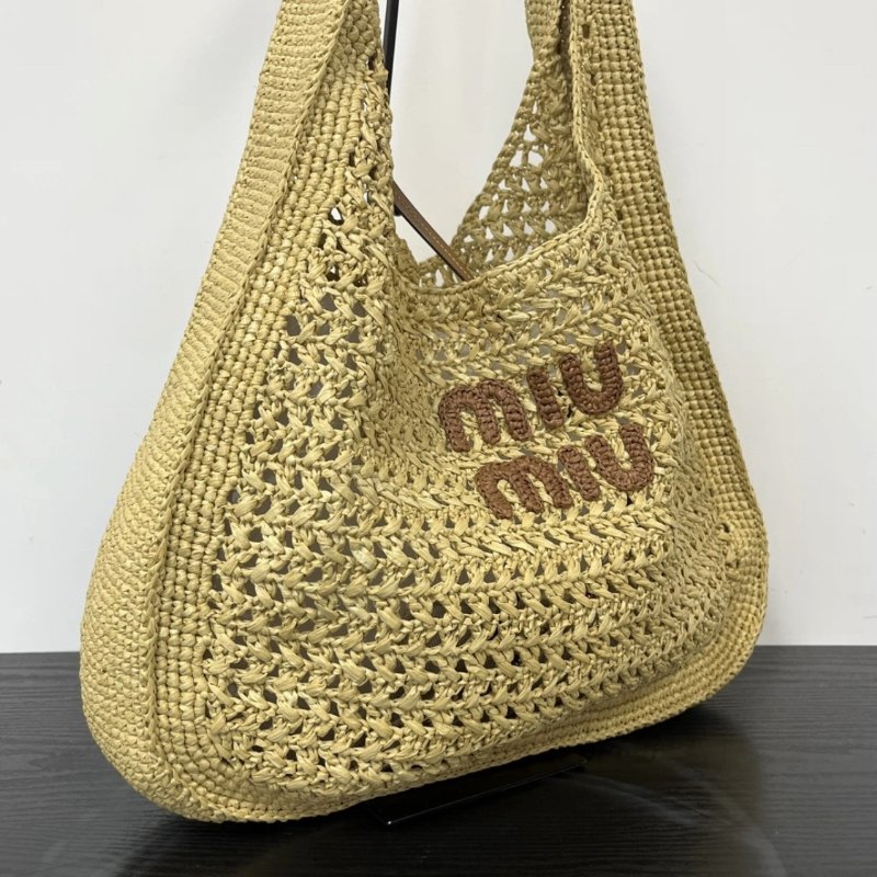 MIUMIU Raffia 編織拉菲草hobo子母腋下包 30*30*5 全新閒置配件塵袋-1