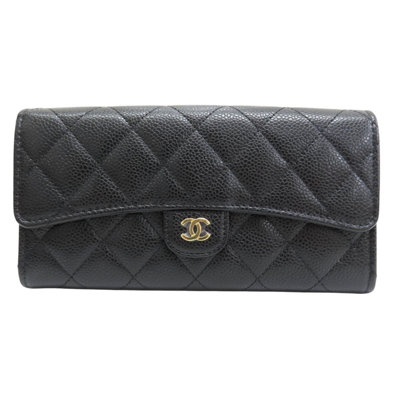 黑色 牛皮 菱格紋 荔枝紋 扣式長夾 金扣 AP0241-0