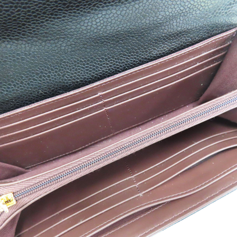 黑色 牛皮 菱格紋 荔枝紋 扣式長夾 金扣 AP0241-4