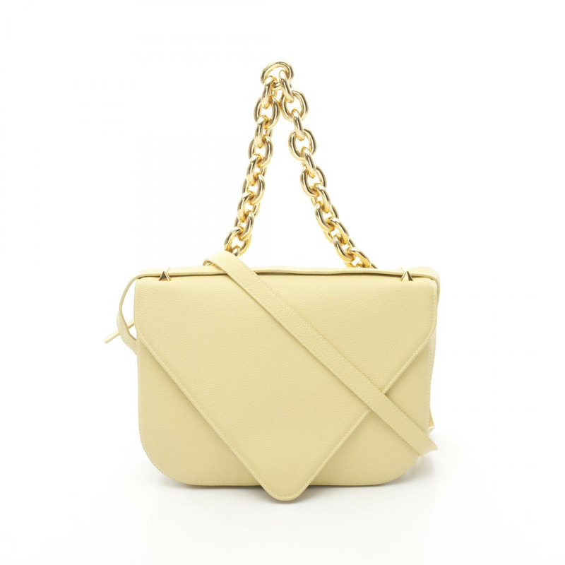 BOTTEGA VENETA Mount 鏈條單肩包 667398V12J0 皮革 黃色 二手 女款-0