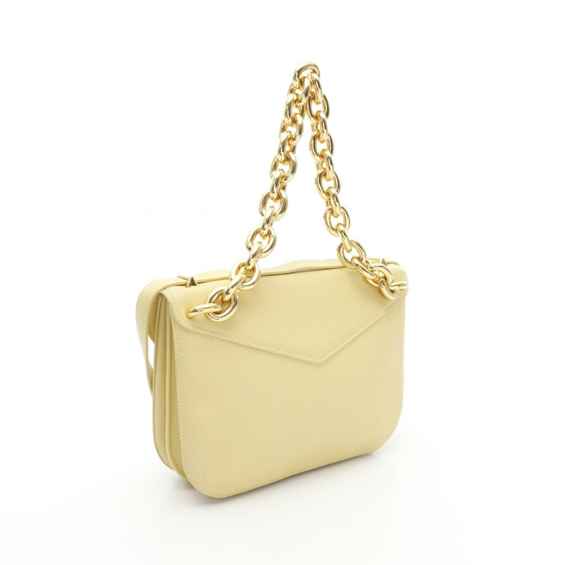 BOTTEGA VENETA Mount 鏈條單肩包 667398V12J0 皮革 黃色 二手 女款-1