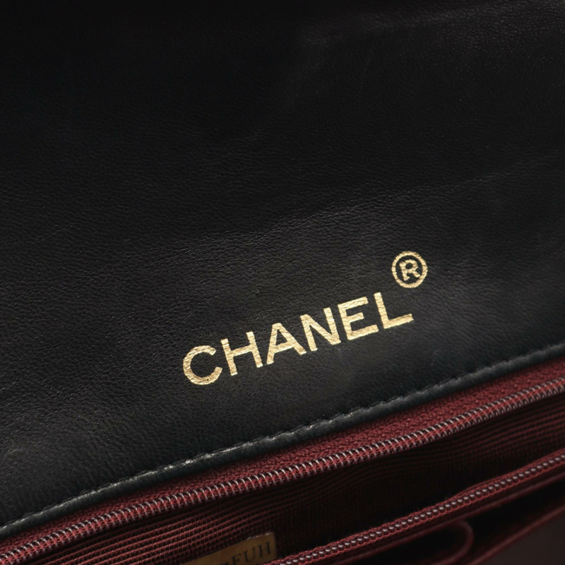 香奈兒 (CHANEL) 菱格紋全翻蓋鏈條單肩包 小羊皮 黑色 GHW 二手 女款-3