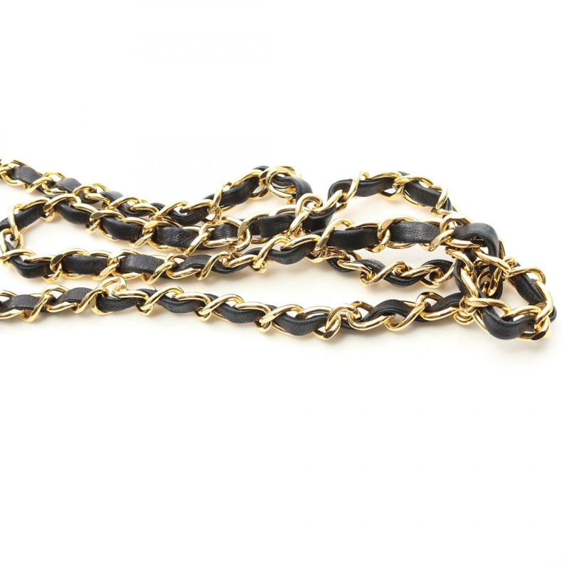 香奈兒 (CHANEL) 菱格紋全翻蓋鏈條單肩包 小羊皮 黑色 GHW 二手 女款-10