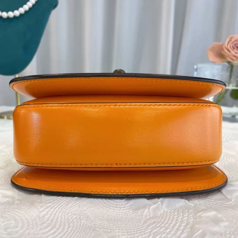 Gucci Bamboo 1947系列 竹節迷你手提包 橘色 99新 配件塵袋-5