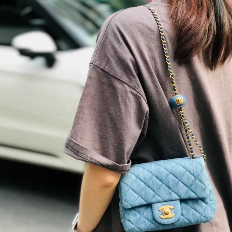 Chanel 牛仔金球方胖子 全新 晶片款 18*13*7-0