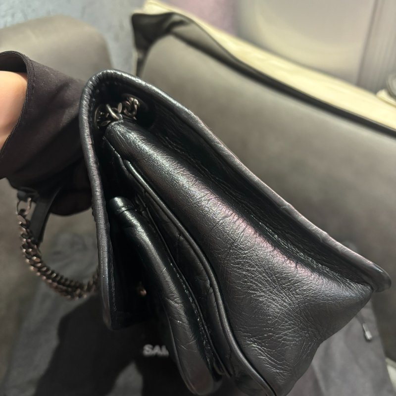 YSL niki baby 新扣,黑銀油蠟皮,99新 配件防塵袋-4