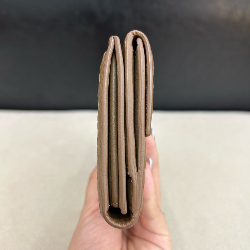 BV/葆蝶家 編織小牛皮深棕色長款三折錢包長夾銀包-3