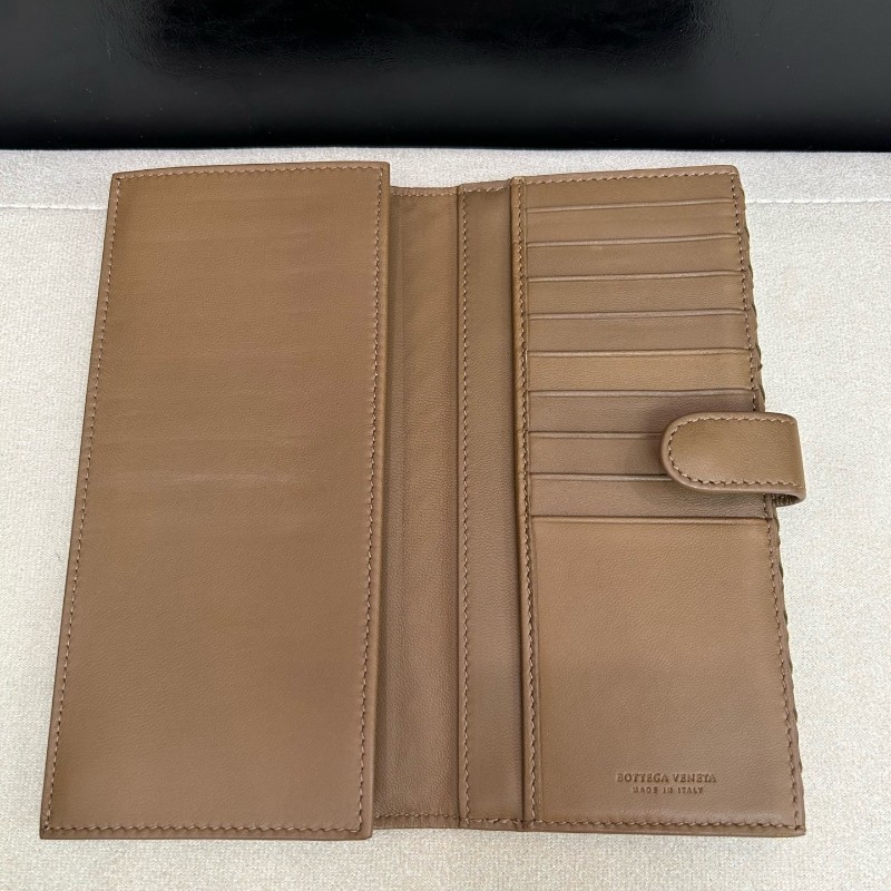 BV/葆蝶家 編織小牛皮深棕色長款三折錢包長夾銀包-7