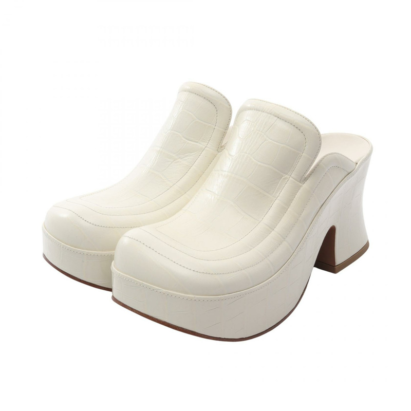 BOTTEGA VENETA 白色皮革穆勒涼鞋 667212 38碼 二手 女款-0