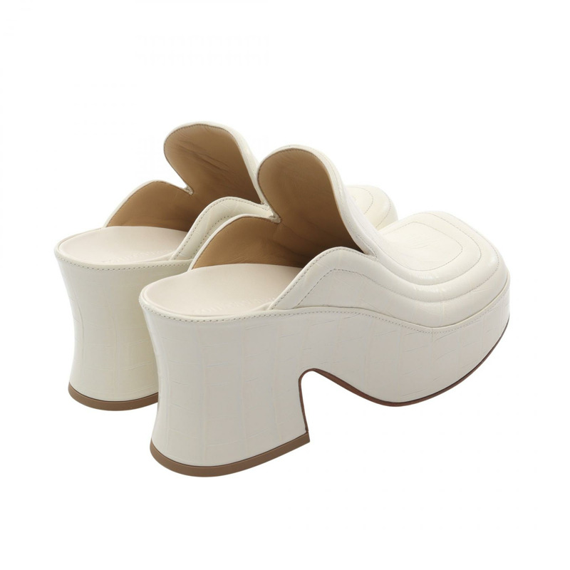 BOTTEGA VENETA 白色皮革穆勒涼鞋 667212 38碼 二手 女款-1