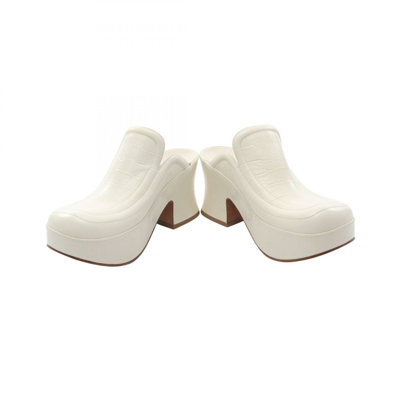 BOTTEGA VENETA 白色皮革穆勒涼鞋 667212 38碼 二手 女款-2