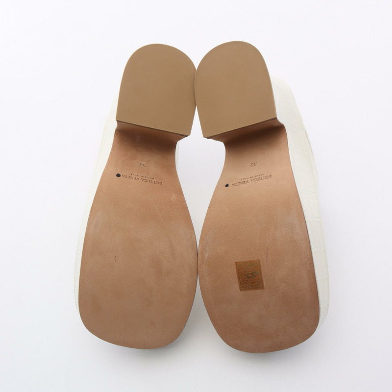 BOTTEGA VENETA 白色皮革穆勒涼鞋 667212 38碼 二手 女款-3