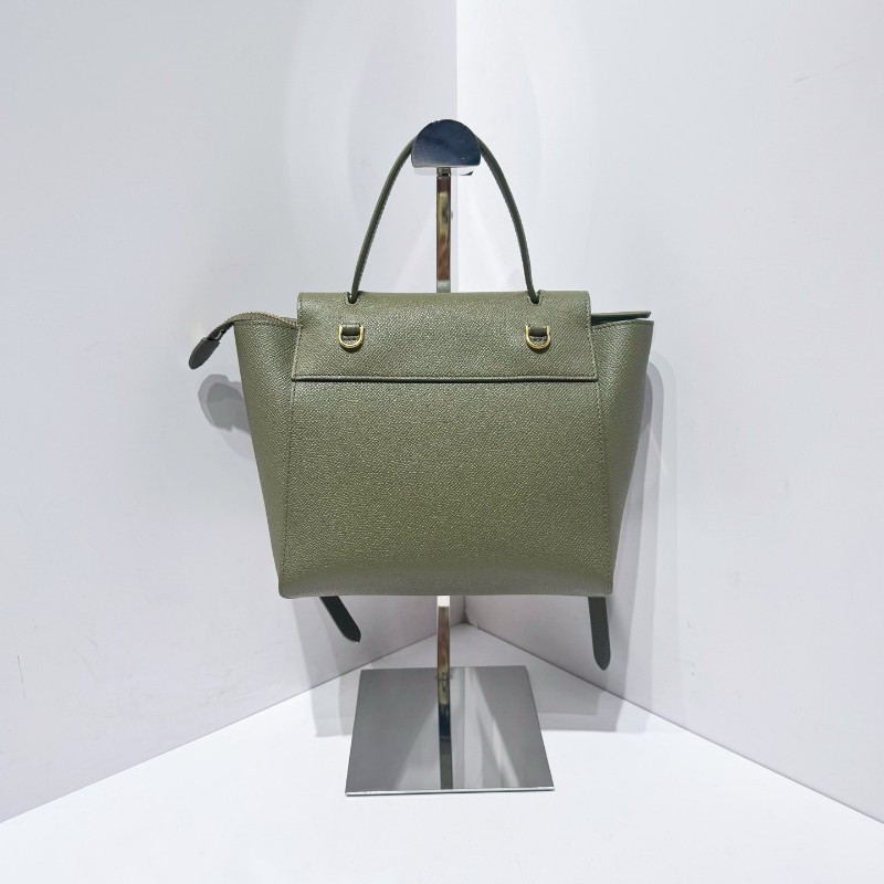 Celine 新標鯰魚nano墨綠色荔枝紋牛皮搭配金色五金 手提包 肩背包-2