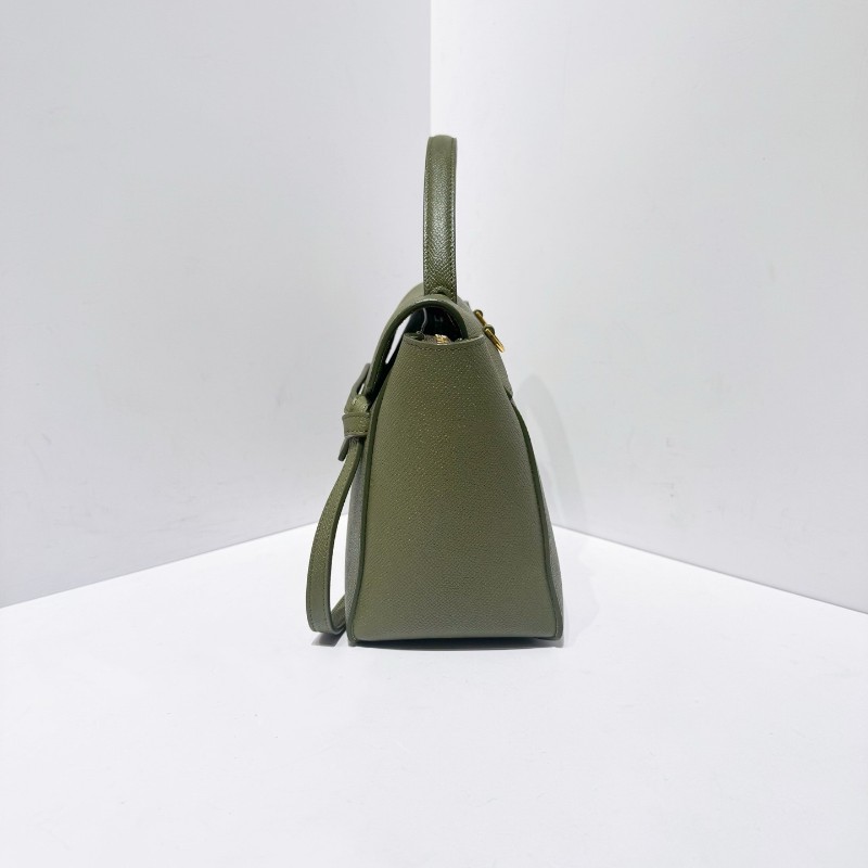 Celine 新標鯰魚nano墨綠色荔枝紋牛皮搭配金色五金 手提包 肩背包-3