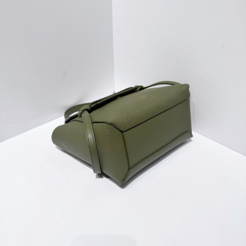 Celine 新標鯰魚nano墨綠色荔枝紋牛皮搭配金色五金 手提包 肩背包-6