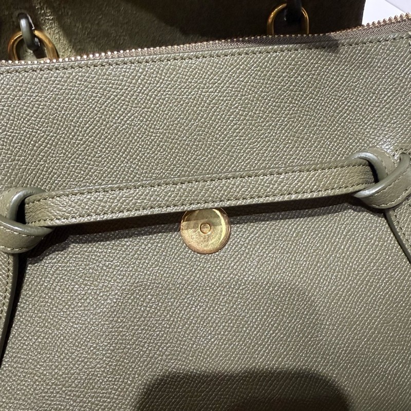 Celine 新標鯰魚nano墨綠色荔枝紋牛皮搭配金色五金 手提包 肩背包-14