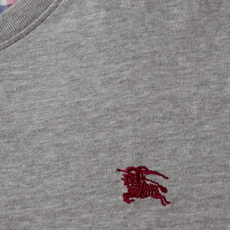 (日本製MIJ)BURBERRY 博柏利 BLACK LABEL 黑標 戰馬 男灰色亨利領長袖上衣2號-4