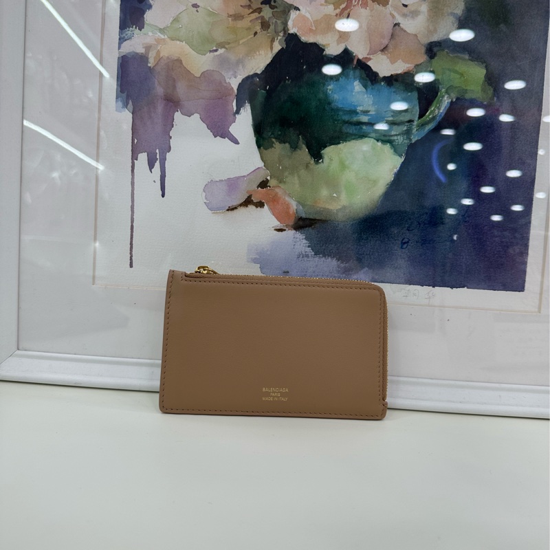 巴黎世家Balenciaga米色 拉鍊卡包 零錢包-1
