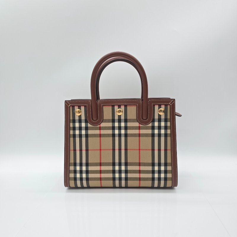 BURBERRY 巴寶莉 新款迷你 Vintage 格紋 雙提把 Title 手提包 肩背包-2