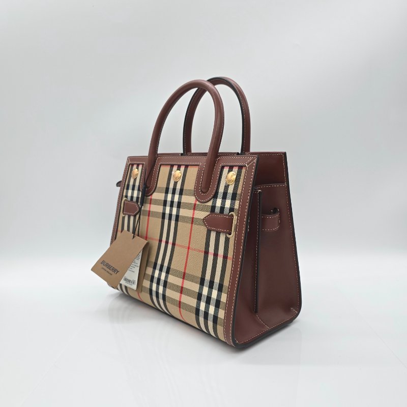 BURBERRY 巴寶莉 新款迷你 Vintage 格紋 雙提把 Title 手提包 肩背包-3