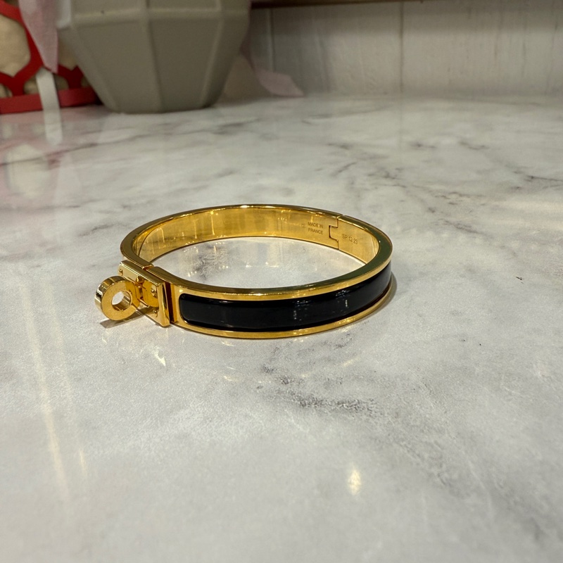 Hermes黑琺瑯金釦Mini clic Kelly PM手環-2