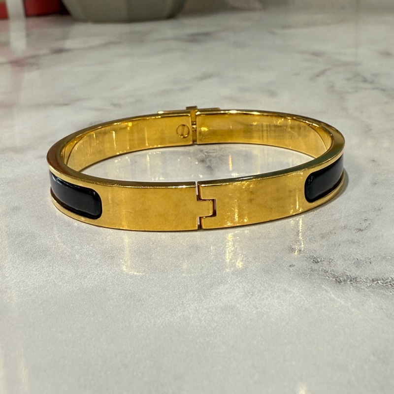 Hermes黑琺瑯金釦Mini clic Kelly PM手環-4