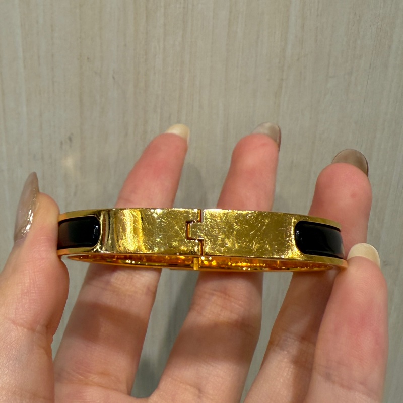 Hermes黑琺瑯金釦Mini clic Kelly PM手環-5