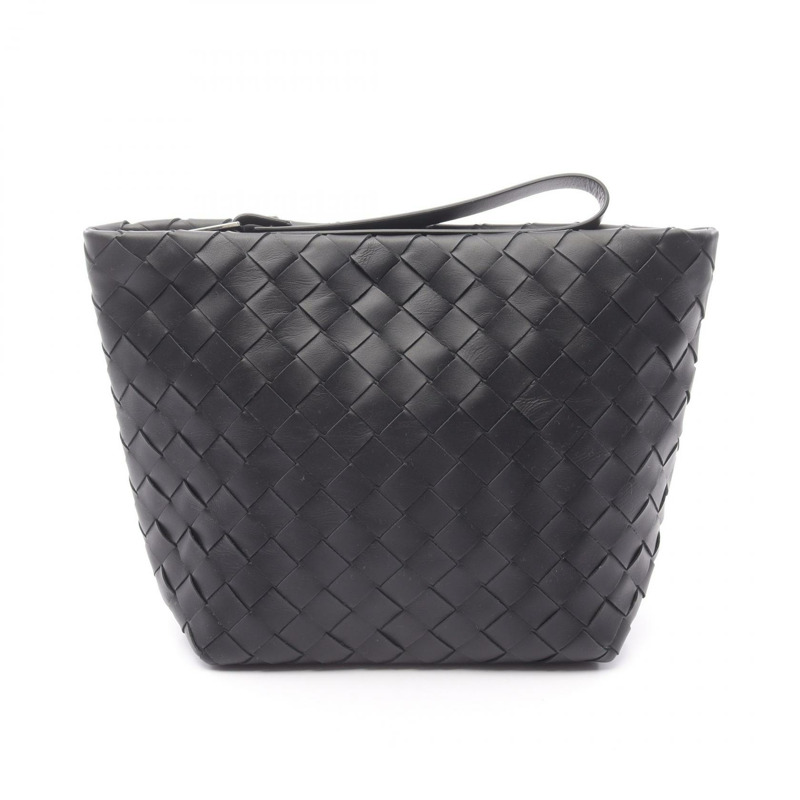 BOTTEGA VENETA Intrecciato 手拿包 皮革 黑色 二手 女士-0