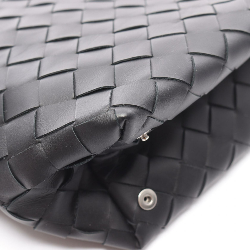 BOTTEGA VENETA Intrecciato 手拿包 皮革 黑色 二手 女士-5