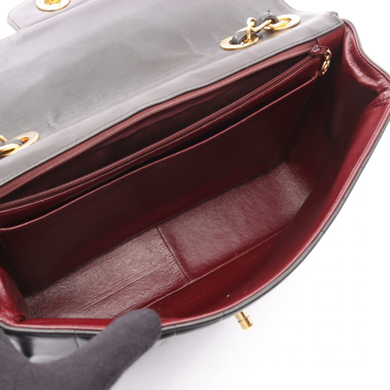 香奈兒 Mademoiselle Jumbo Matelasse 鏈條單肩包 小羊皮 黑 GHW 二手-2