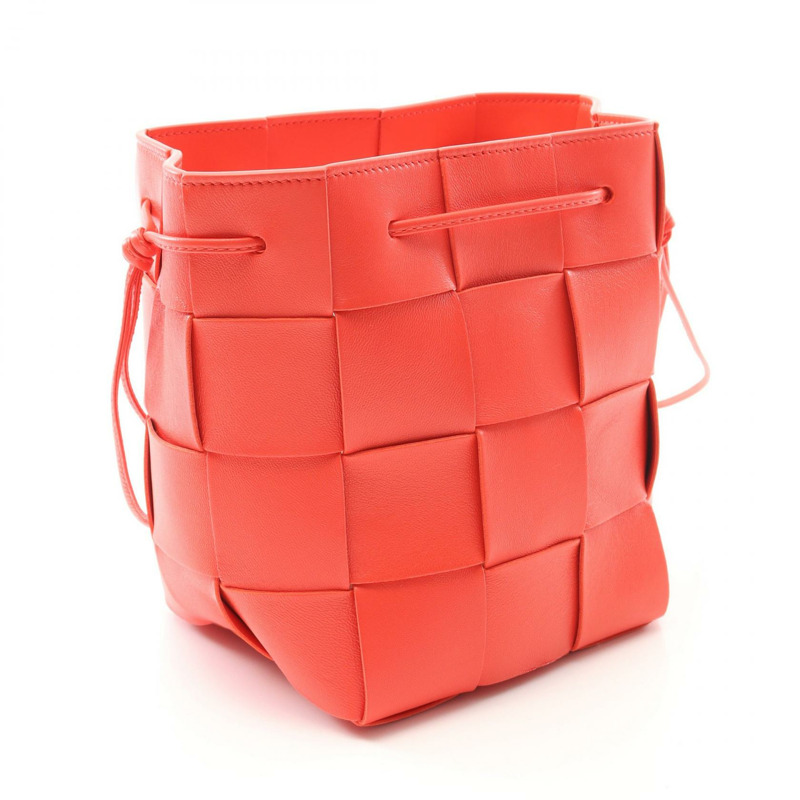 BOTTEGA VENETA 小號卡式桶形單肩包 680218 皮革 紅色 二手 女士-1
