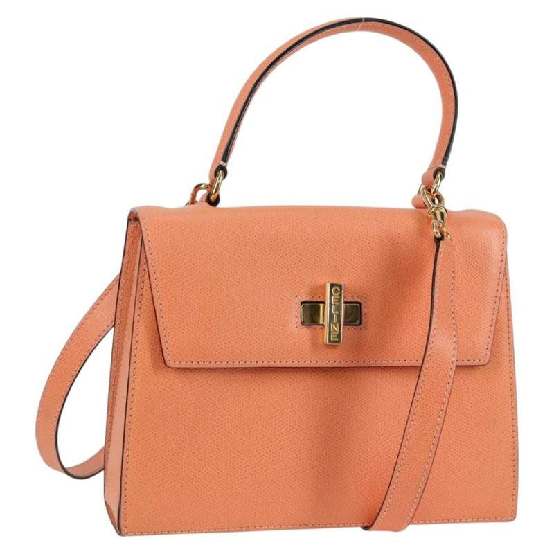 【日本直送】CELINE 手提包 皮革 兩用 橙色 金色 正品 136205V-0