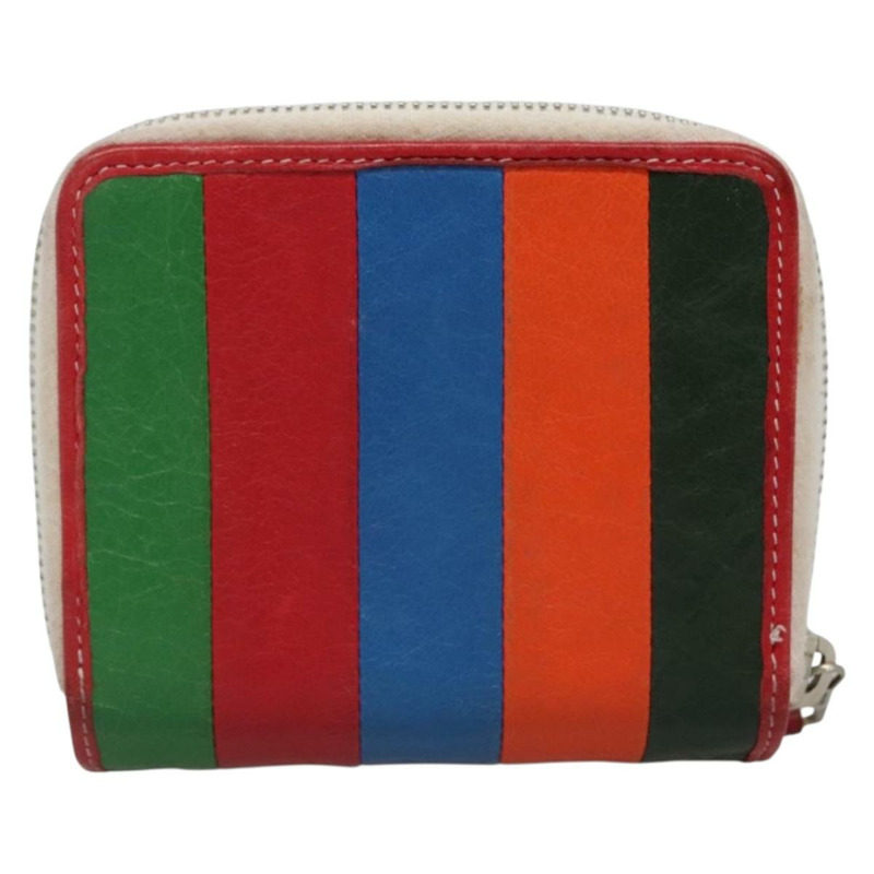 【日本直送】BALENCIAGA 皮革對折皮夾 紅色 銀色 正品 135817-1