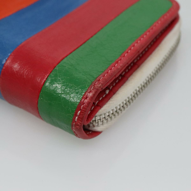【日本直送】BALENCIAGA 皮革對折皮夾 紅色 銀色 正品 135817-6