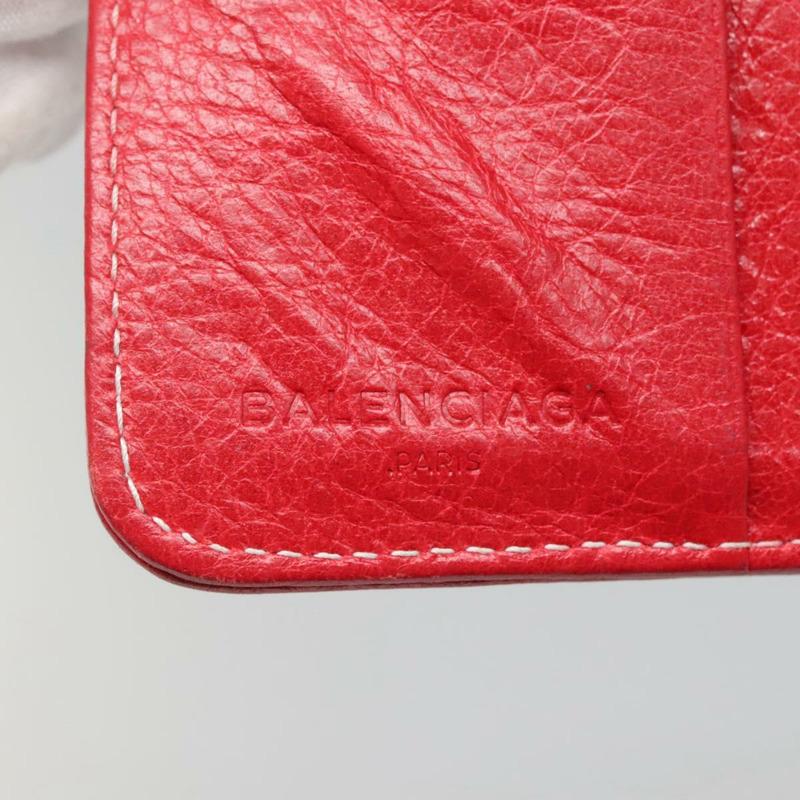 【日本直送】BALENCIAGA 皮革對折皮夾 紅色 銀色 正品 135817-16