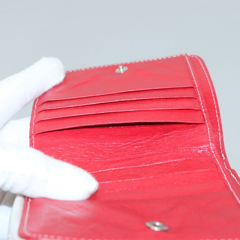【日本直送】BALENCIAGA 皮革對折皮夾 紅色 銀色 正品 135817-17