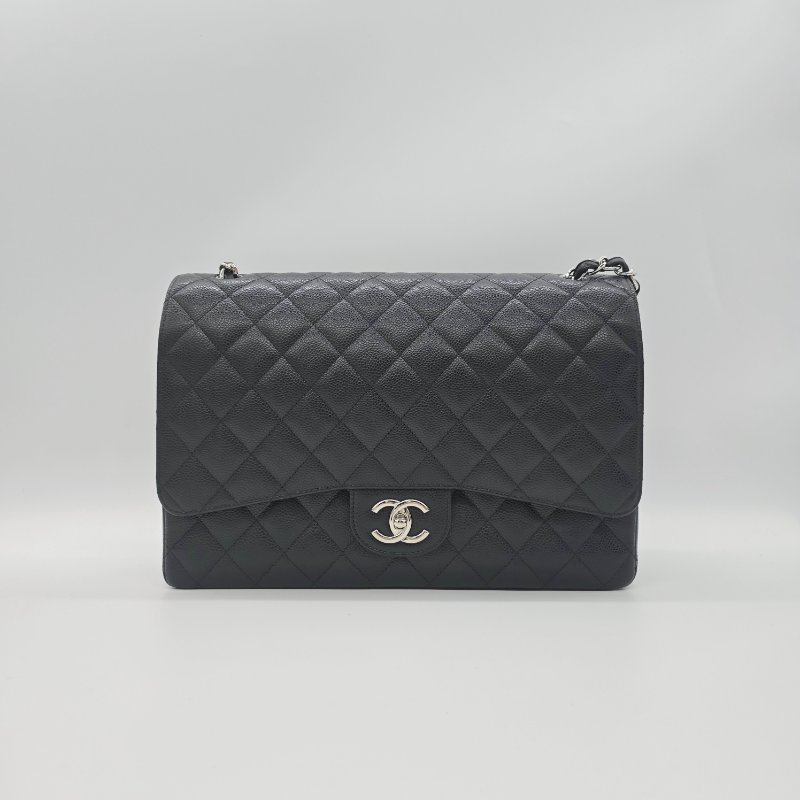 (專櫃41 萬♥️小編精選)CHANEL 香奈兒 經典口蓋 荔枝牛皮 Maxi 33cm 鏈條包|🈶️配件齊全|男生也可以的超霸氣尺寸|-1