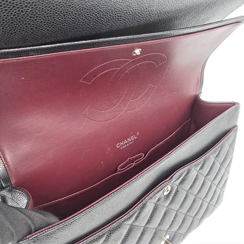 (專櫃41 萬♥️小編精選)CHANEL 香奈兒 經典口蓋 荔枝牛皮 Maxi 33cm 鏈條包|🈶️配件齊全|男生也可以的超霸氣尺寸|-8