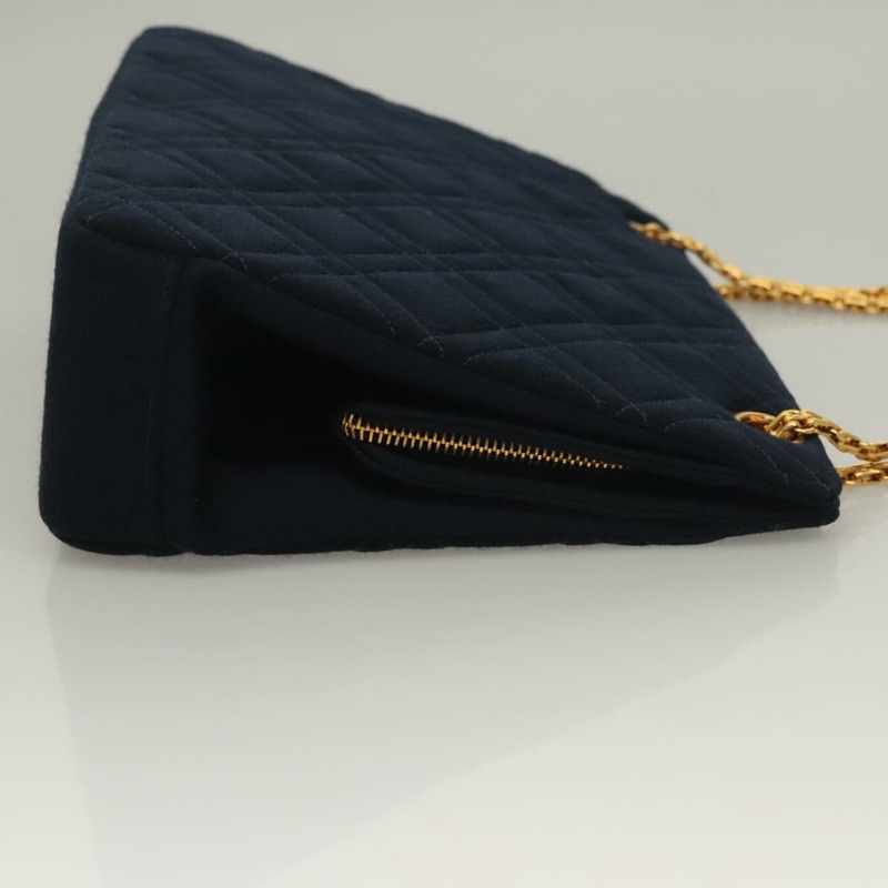 【日本直送】香奈兒 (CHANEL) 絎縫鏈條單肩包 棉質 海軍藍金色 CC 正品 133585-2