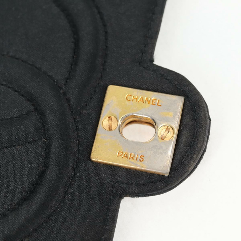 【日本直送】香奈兒 (CHANEL) 絎縫鏈條單肩包 緞面黑金色 CC 正品 134220-17