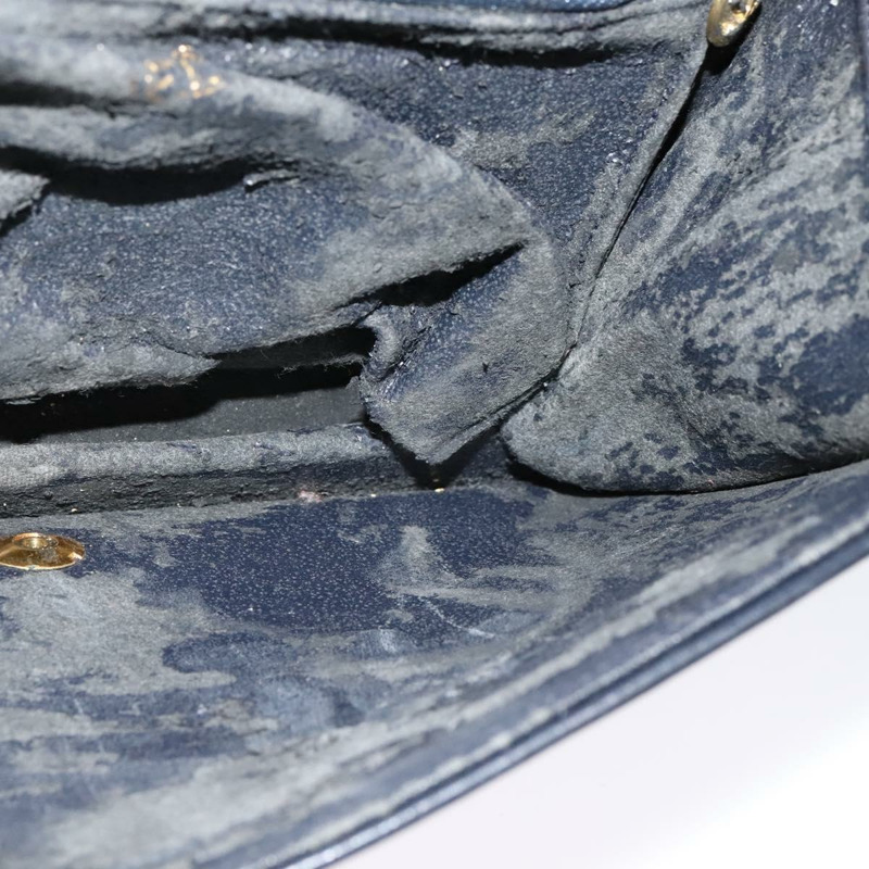 【日本直送】香奈兒 Matelasse 鏈條肩背包 羊皮 海軍藍 金色 CC 標誌 Auth 134020-21