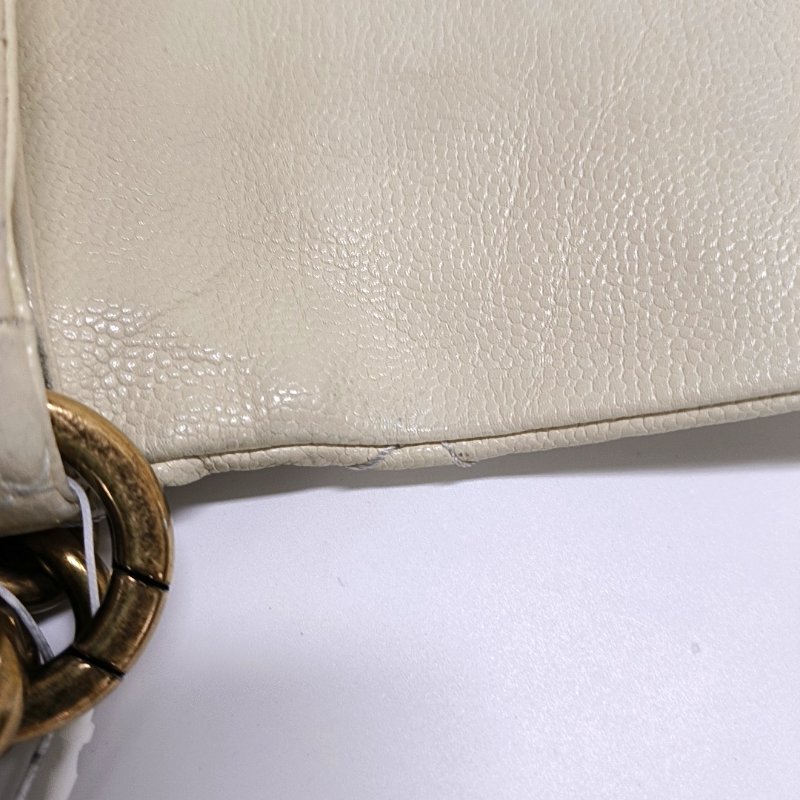 CHANEL CLASSIC FLAP米色牛皮菱格紋縫線斜挎包、單肩包、手提包 金色五金 19開-9