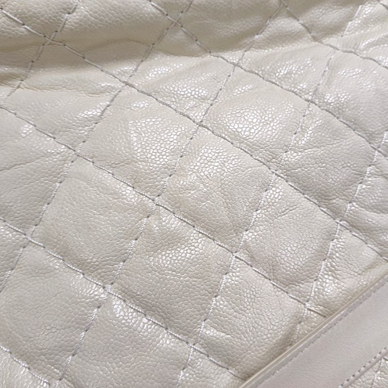 CHANEL CLASSIC FLAP米色牛皮菱格紋縫線斜挎包、單肩包、手提包 金色五金 19開-12