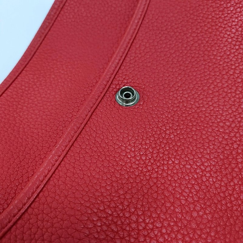 HERMÈS Evelyne PM芍藥紅Clemence牛皮鏤空伊芙琳單肩包斜挎包手拿包 銀色五金 框N刻-10