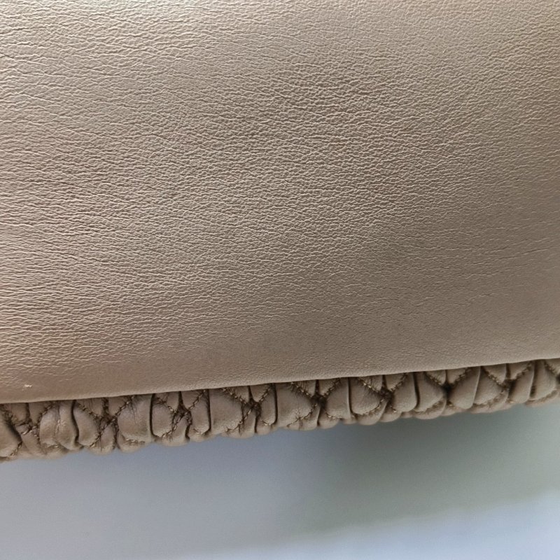 Miu Miu Crystal裸粉色羊皮縫線斜挎包手提包單肩包 銀色五金 2條可拆卸肩帶-9