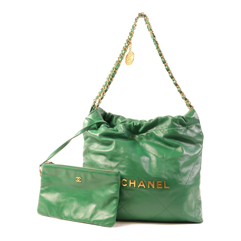CHANEL 皮革Chanel 22 Small金扣鏈帶肩背袋-0