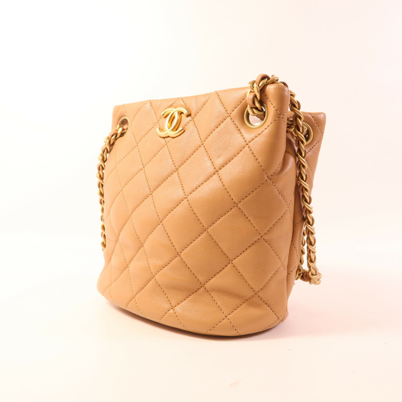 CHANEL 牛皮皮革Bucket Bag金扣鏈帶肩背袋-2