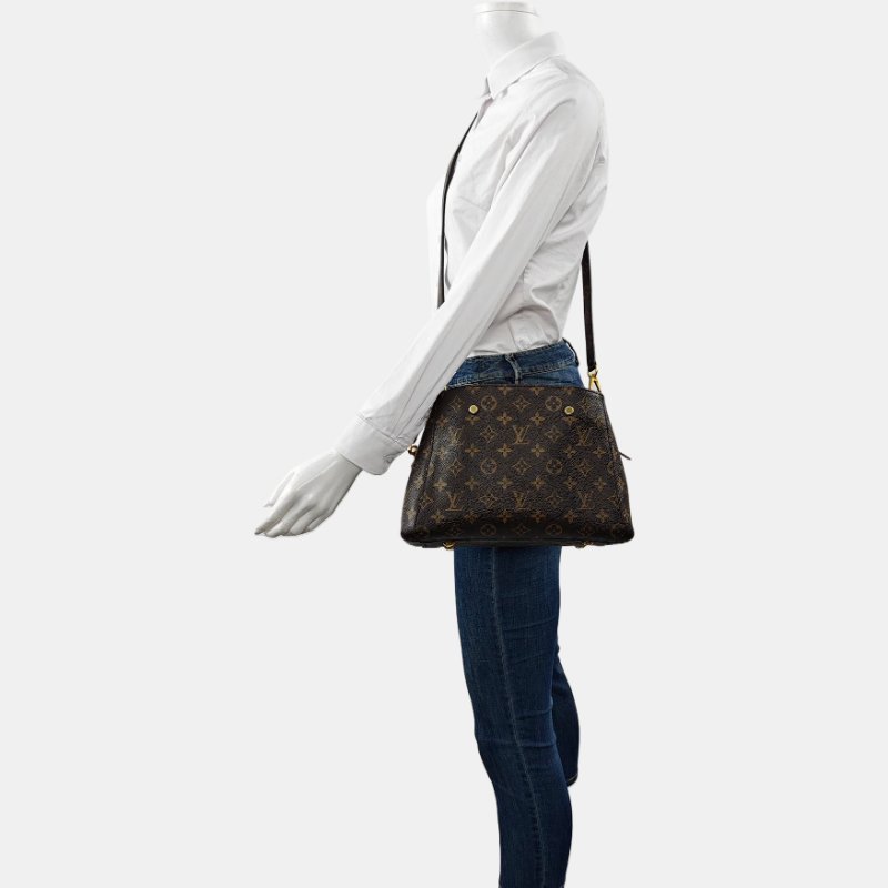 LOUIS VUITTON MONTAIGNE BB棕色塗層帆布老花蒙田包單肩包手提包 金色五金 可拆卸肩帶-1
