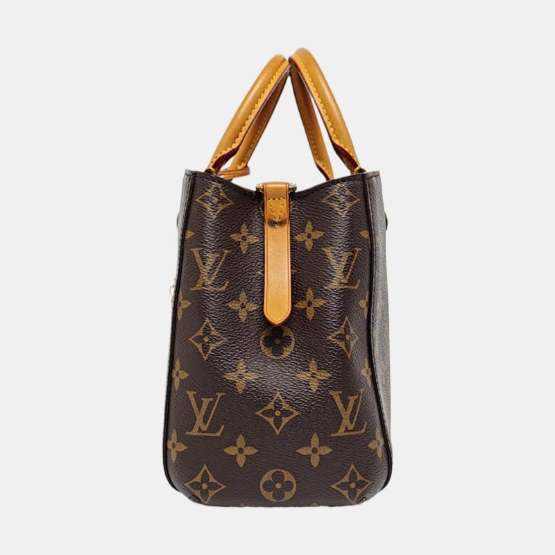 LOUIS VUITTON MONTAIGNE BB棕色塗層帆布老花蒙田包單肩包手提包 金色五金 可拆卸肩帶-2