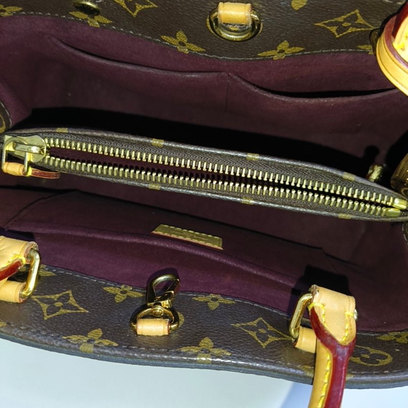 LOUIS VUITTON MONTAIGNE BB棕色塗層帆布老花蒙田包單肩包手提包 金色五金 可拆卸肩帶-6